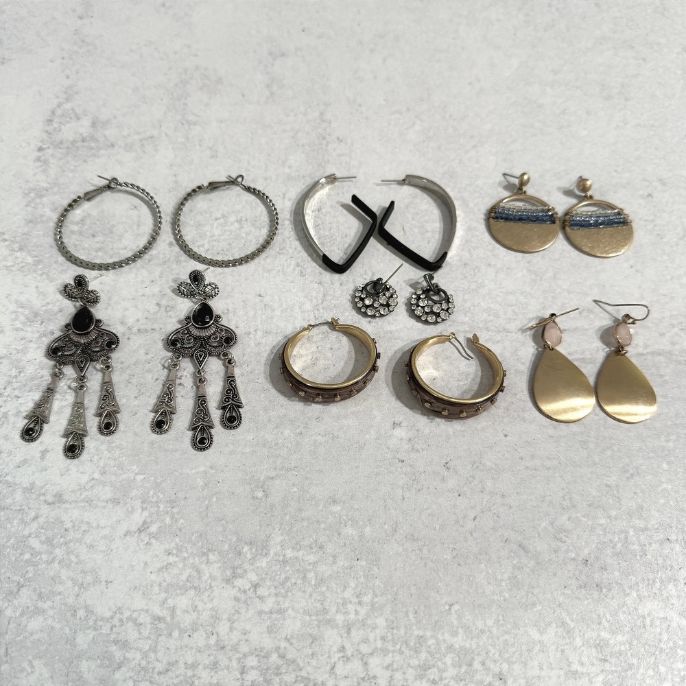 Assorted Women's Earrings 7-Piece Lot - Hoop, Dangle, Stud, Fashion‎ Jewelry